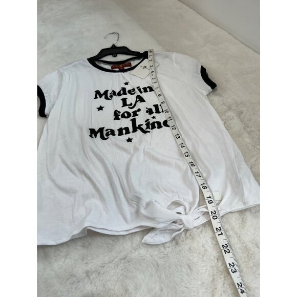 NWT 7 For All Mankind Girl’s Size XL Side Tie Ringer T-Shirt - Picture 5 of 12